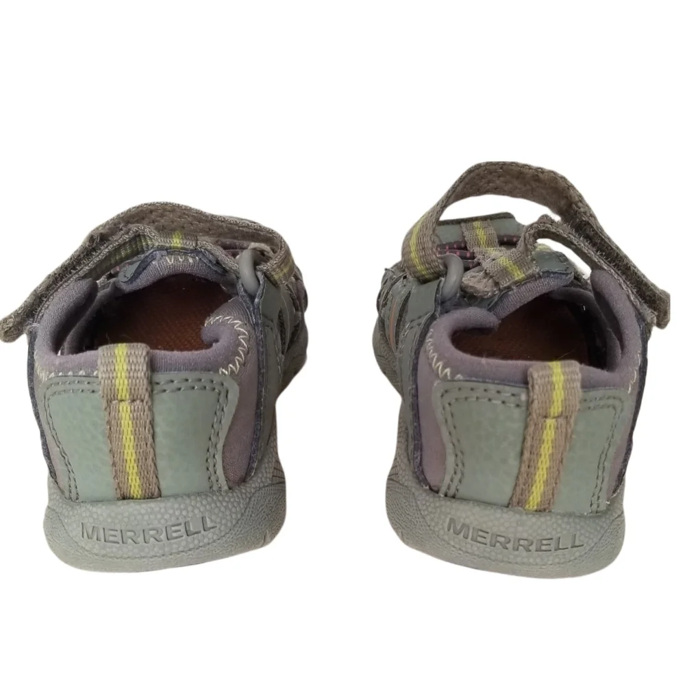 Merrell Toddler Boys Size 5M Army Green/ Neon  Hydro Hiker Junior Sandals MT5337